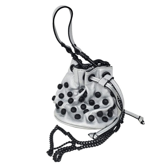 Steve Madden Metallic Studded Bada Hand Drawstring Pouch Small Bag - Picture 1 of 9